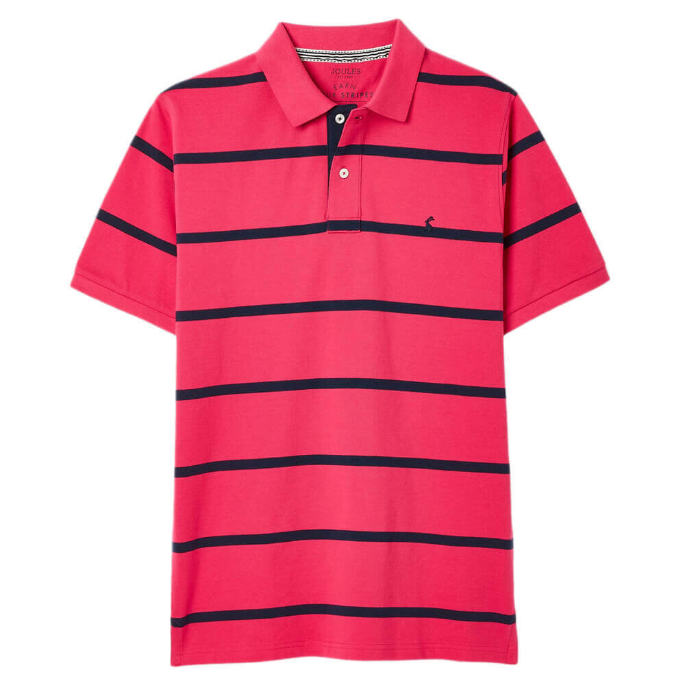 Joules Filbert Classic Fit Striped Polo Shirt - Pink/Navy